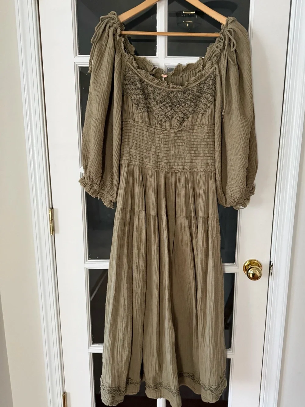 Free People Toledo Midi Dress - Size M - green - Off The Shoulder